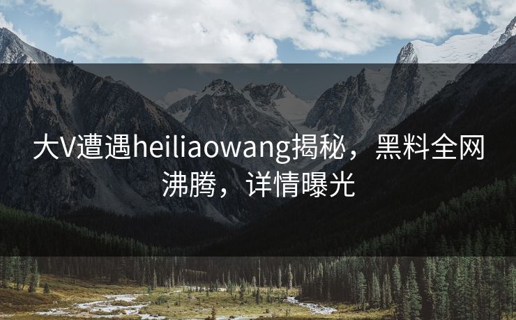 大V遭遇heiliaowang揭秘，黑料全网沸腾，详情曝光
