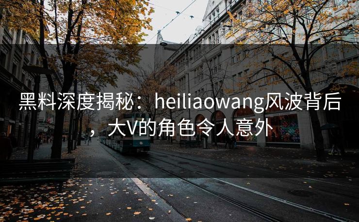 黑料深度揭秘：heiliaowang风波背后，大V的角色令人意外  第1张