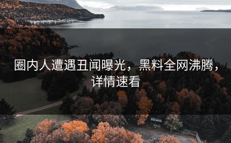 圈内人遭遇丑闻曝光，黑料全网沸腾，详情速看